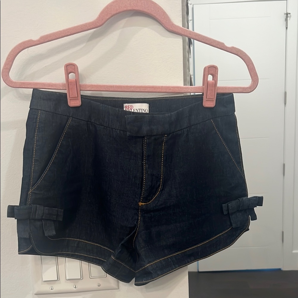 Valentino Black Jean Shorts Distressed Hem